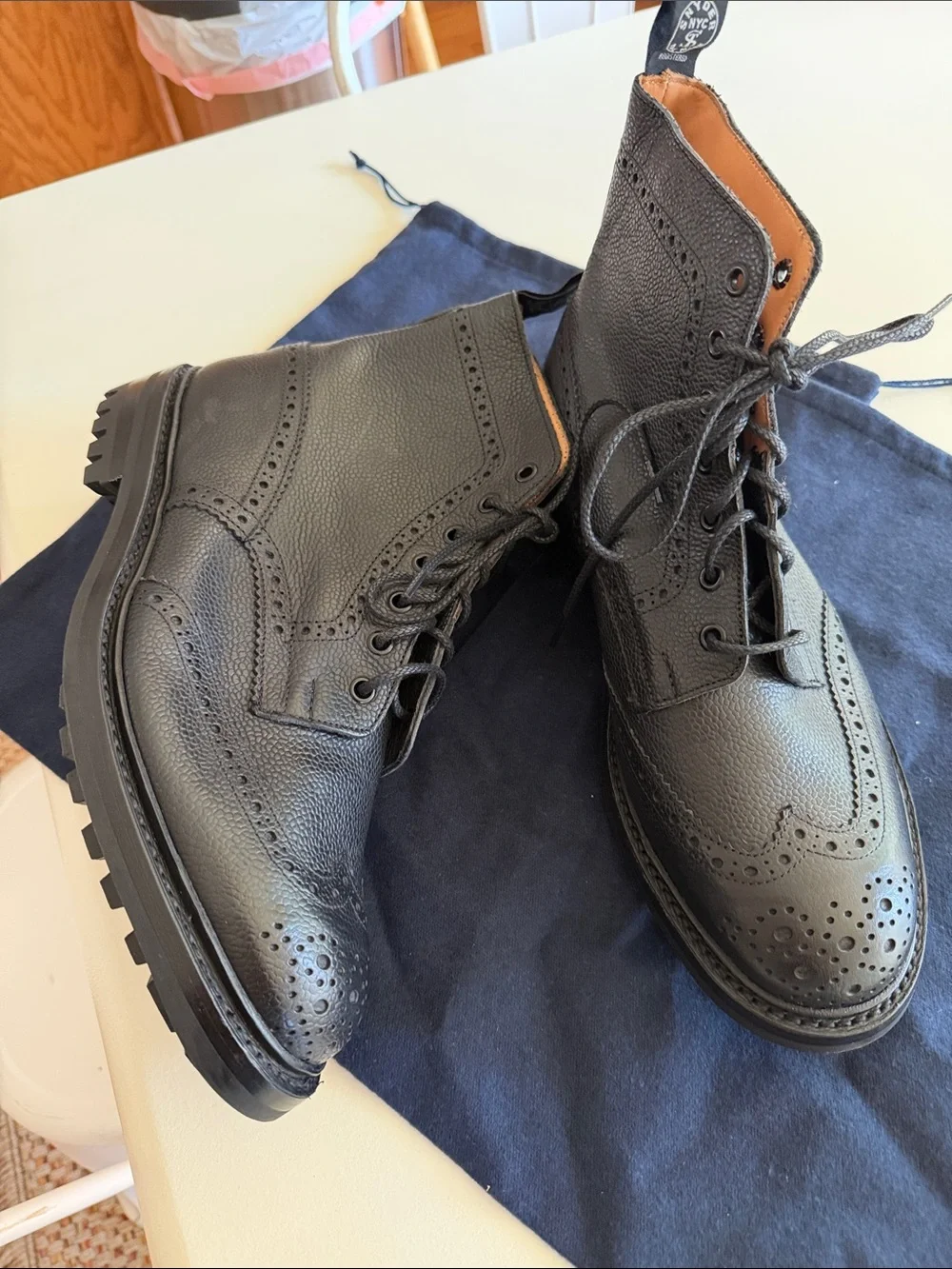 Todd Snyder Trickers Black Wingtip Leather Boots - Sz 10.5. New. Bag5